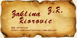 Žaklina Riorović vizit kartica